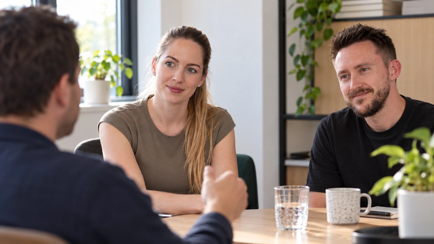 Ben and Sanne in conversation at the office — generated visualisation