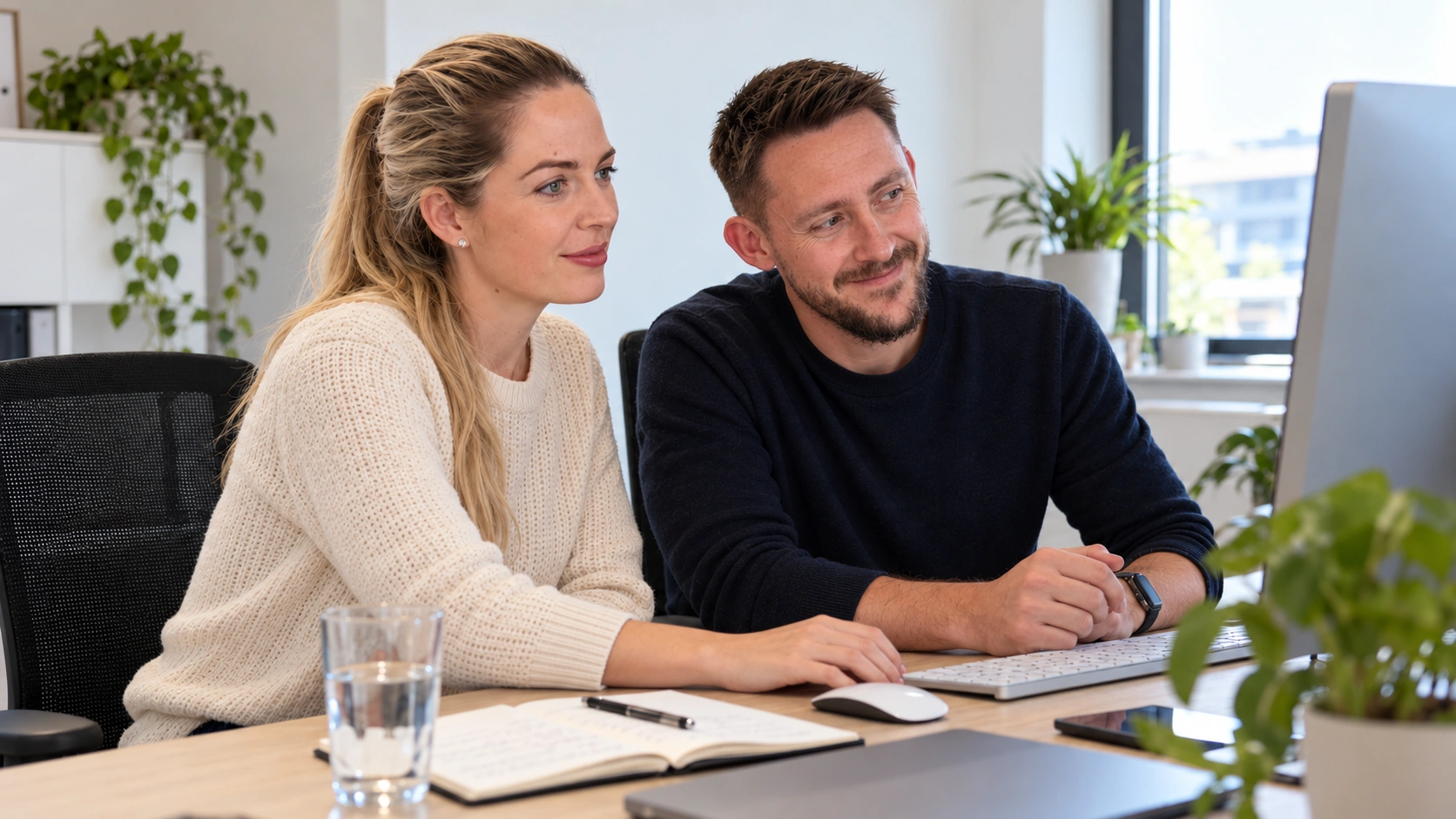 Ben and Sanne discussing digital work — generated visualisation
