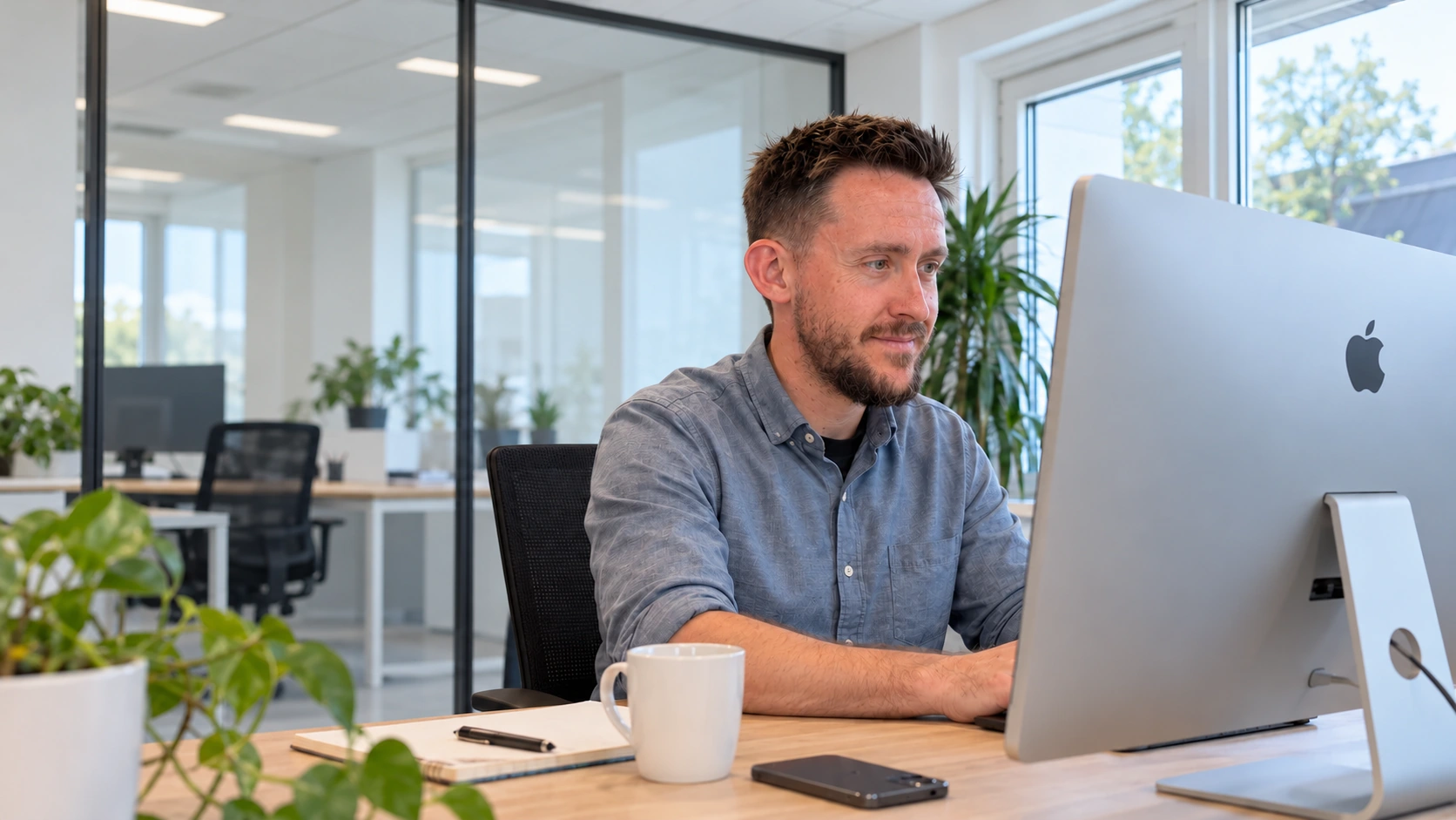 Ben werkt aan een digitale uitwerking — gegenereerde beeldvisualisatie