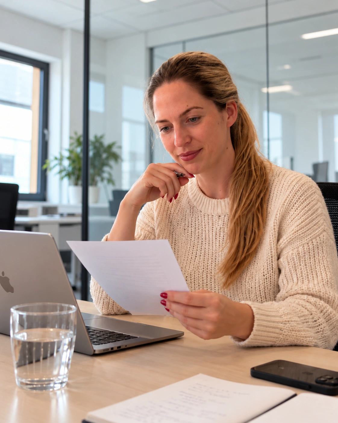 Sanne working at a computer — AI-generated visual